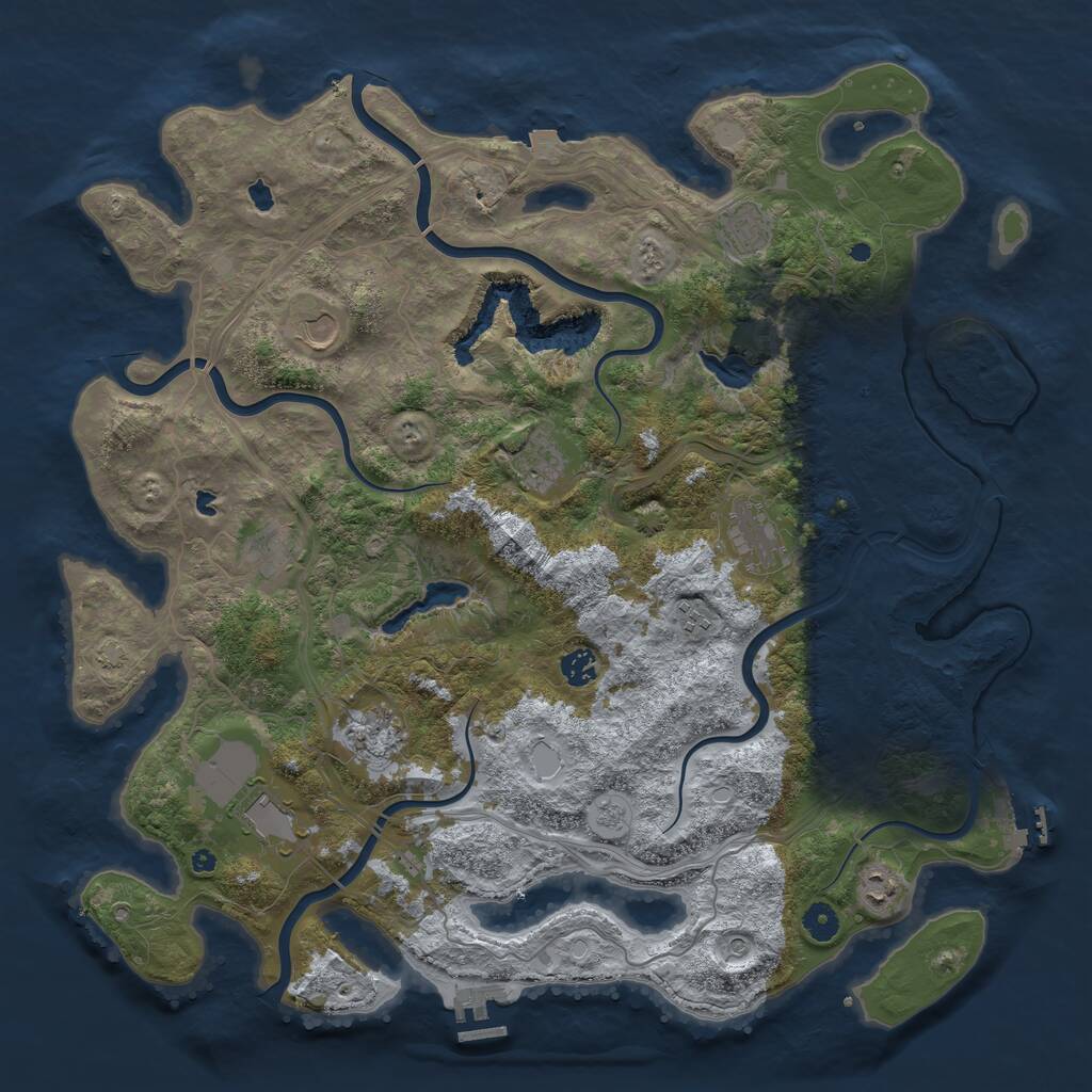 Rust Map: Procedural Map, Size: 4500, Seed: 2031227765, 16 Monuments