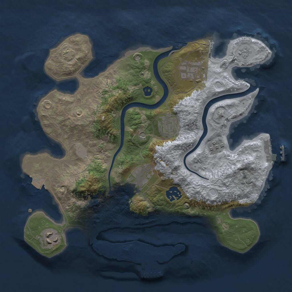 Rust Map: Procedural Map, Size: 3000, Seed: 953328446, 12 Monuments