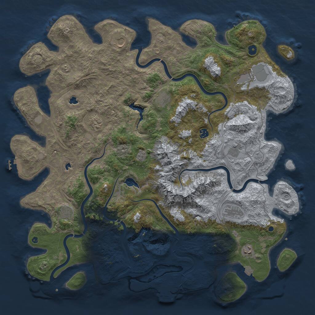 Rust Map: Procedural Map, Size: 5001, Seed: 33524400, 16 Monuments