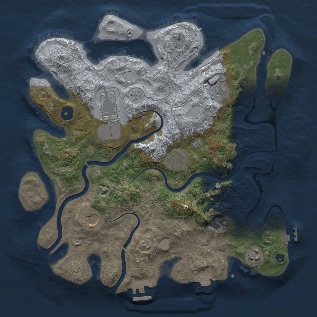 Rust Map: Procedural Map, Size: 3500, Seed: 9849156, 12 Monuments