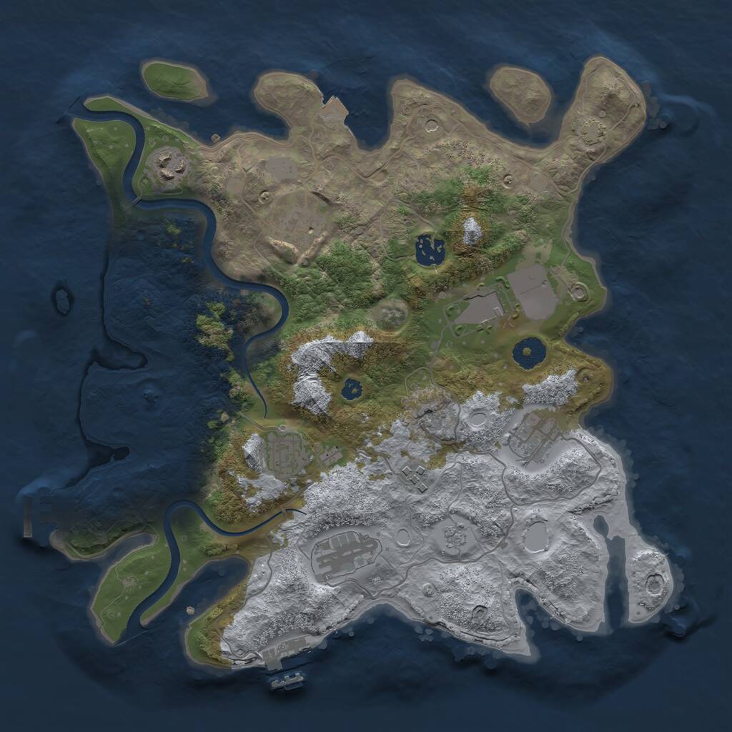 Rust Map: Procedural Map, Size: 3500, Seed: 223543, 14 Monuments