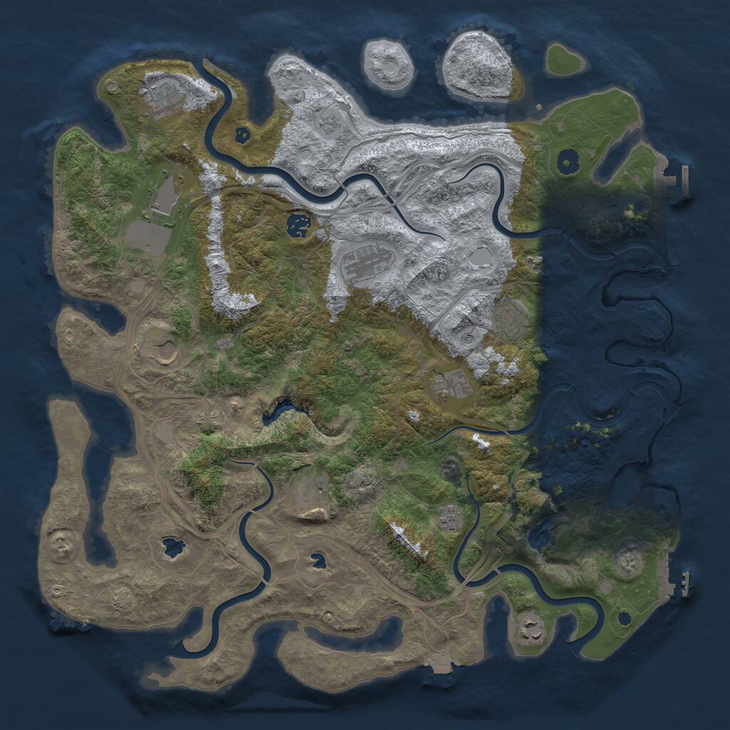 Rust Map: Procedural Map, Size: 4500, Seed: 429396589, 16 Monuments