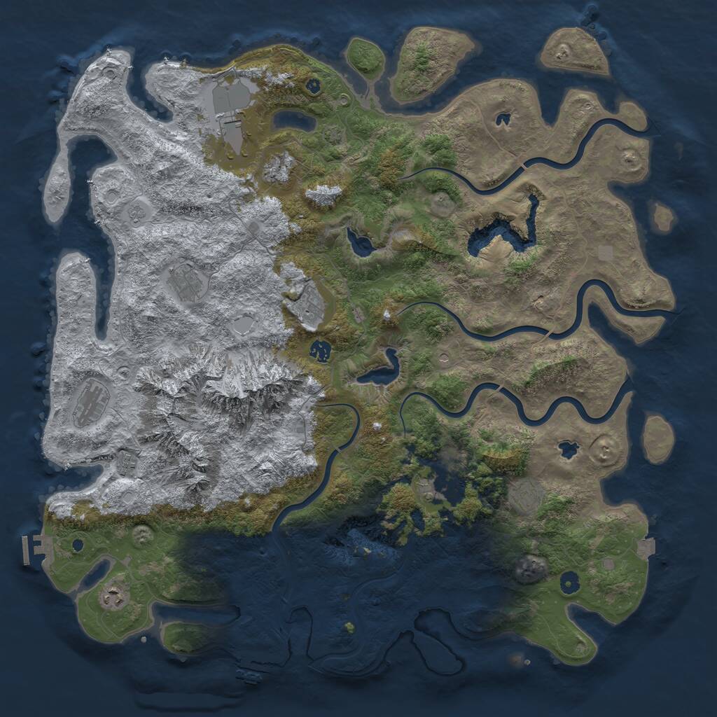 Rust Map: Procedural Map, Size: 5000, Seed: 317885, 16 Monuments