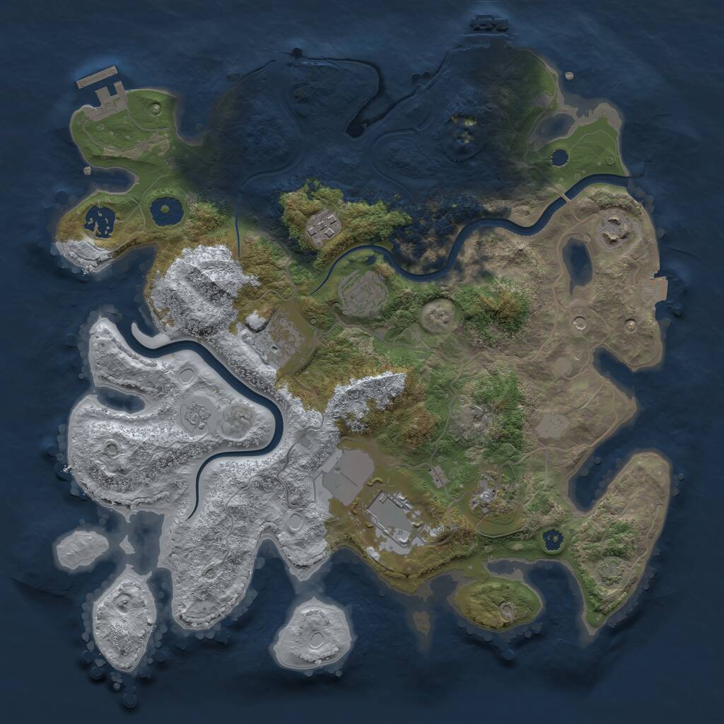 Rust Map: Procedural Map, Size: 3500, Seed: 852582, 13 Monuments