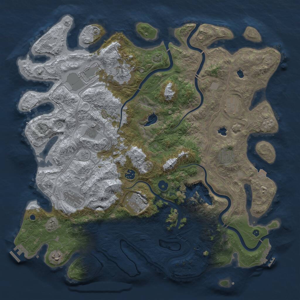 Rust Map: Procedural Map, Size: 4500, Seed: 1845341220, 16 Monuments