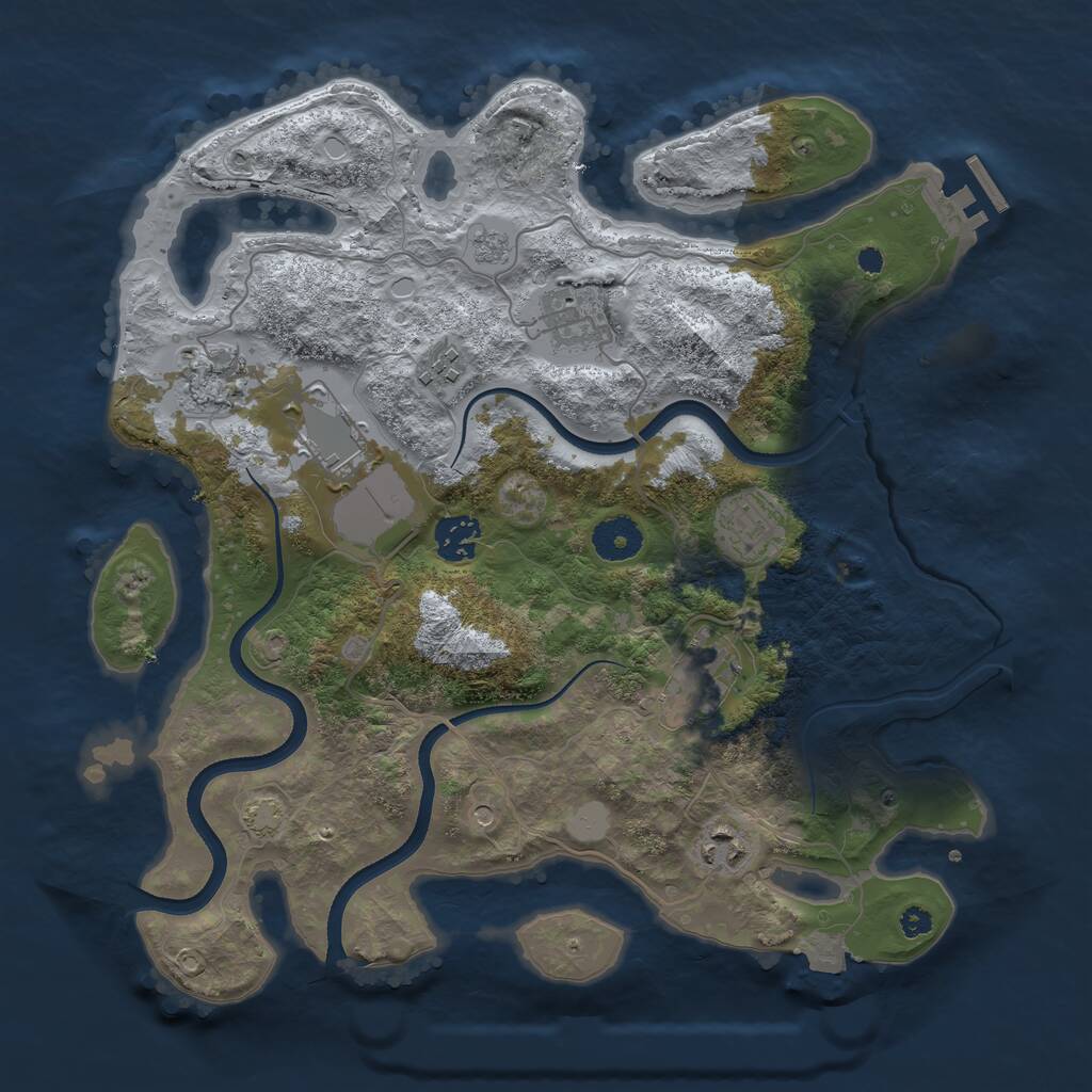 Rust Map: Procedural Map, Size: 3500, Seed: 606851138, 13 Monuments
