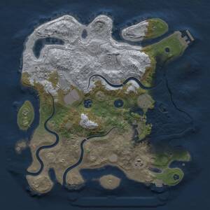 Thumbnail Rust Map: Procedural Map, Size: 3500, Seed: 606851138, 13 Monuments