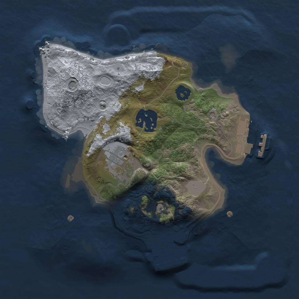 Rust Map: Procedural Map, Size: 2000, Seed: 1186023202, 6 Monuments