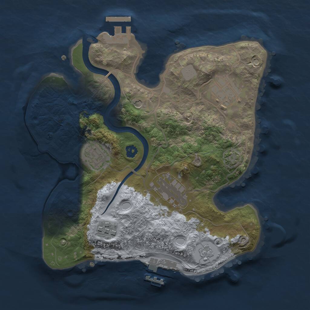 Rust Map: Procedural Map, Size: 2500, Seed: 827295972, 10 Monuments