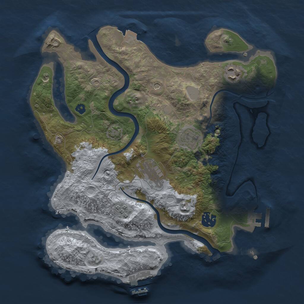 Rust Map: Procedural Map, Size: 3000, Seed: 2065062916, 10 Monuments