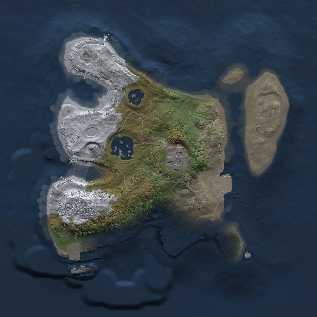 Rust Map: Procedural Map, Size: 2000, Seed: 2040737488, 4 Monuments