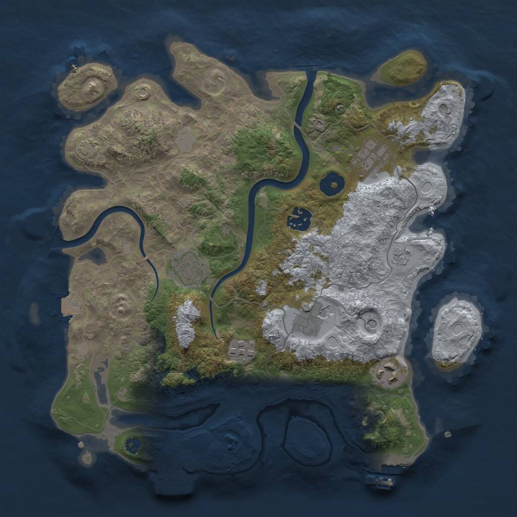 Rust Map: Procedural Map, Size: 3250, Seed: 1373861347, 12 Monuments