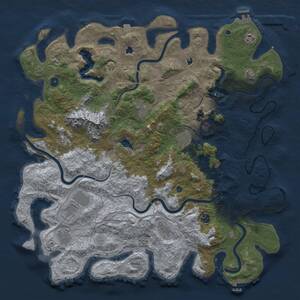 Thumbnail Rust Map: Procedural Map, Size: 5000, Seed: 1277762428, 16 Monuments