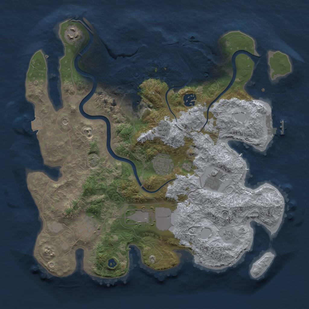 Rust Map: Procedural Map, Size: 3500, Seed: 20187, 14 Monuments