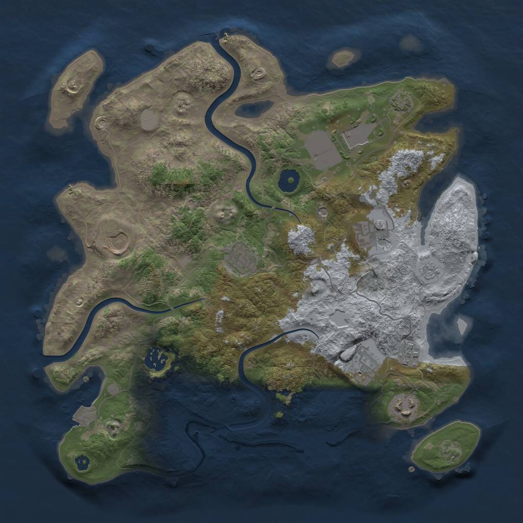 Rust Map: Procedural Map, Size: 3500, Seed: 766583987, 13 Monuments