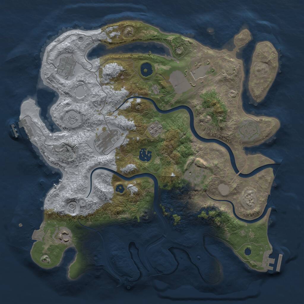 Rust Map: Procedural Map, Size: 3500, Seed: 536226, 14 Monuments