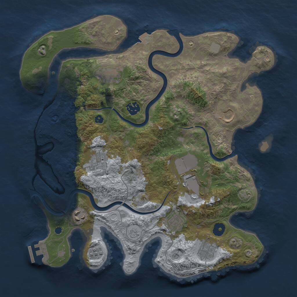Rust Map: Procedural Map, Size: 3500, Seed: 581050, 14 Monuments