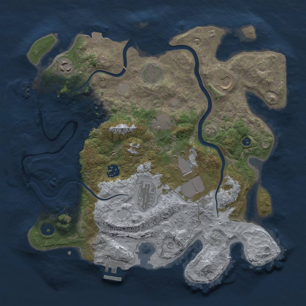 Rust Map: Procedural Map, Size: 3500, Seed: 607540554, 14 Monuments