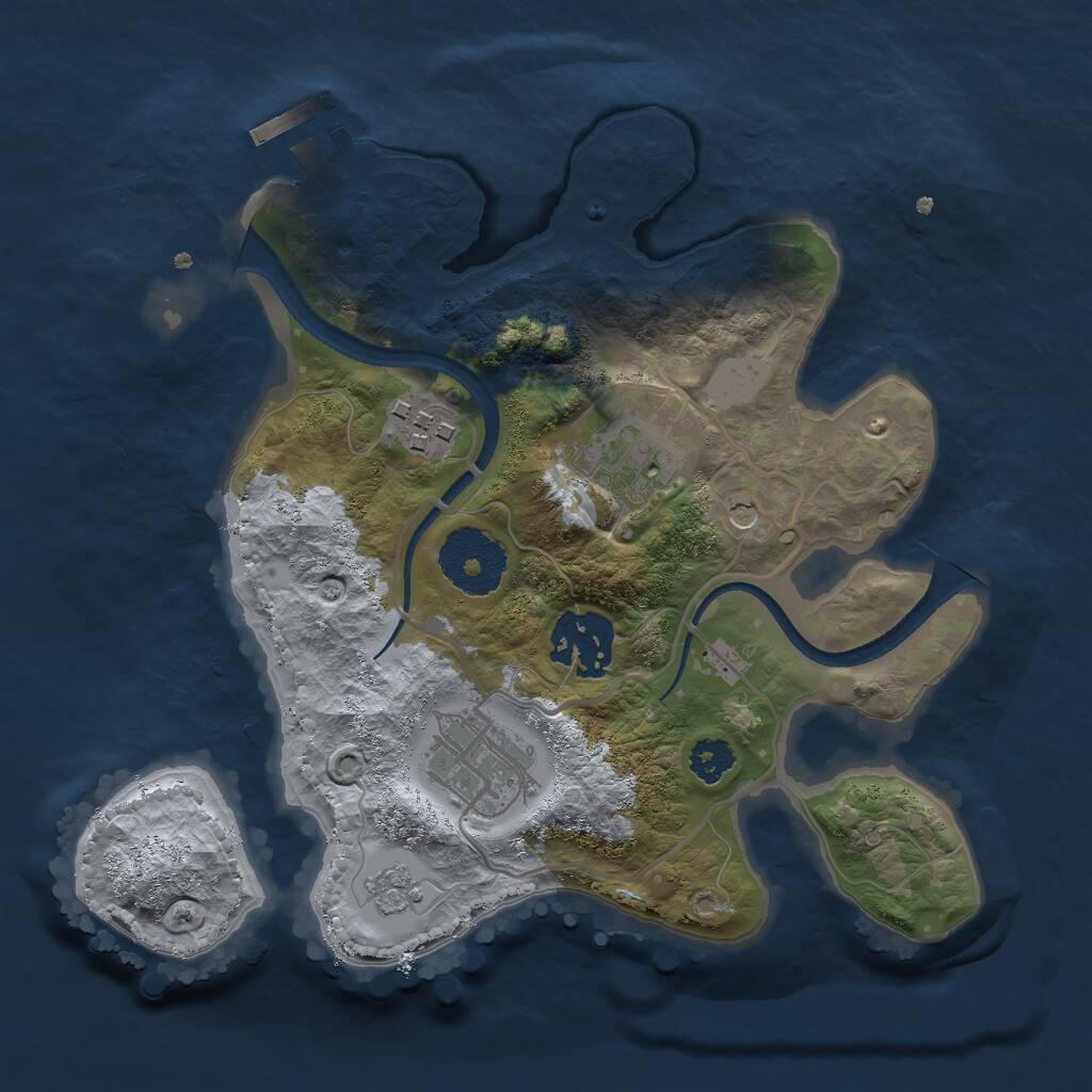 Rust Map: Procedural Map, Size: 2500, Seed: 720238408, 8 Monuments