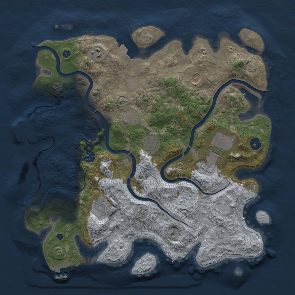 Rust Map: Procedural Map, Size: 3800, Seed: 52111662, 14 Monuments