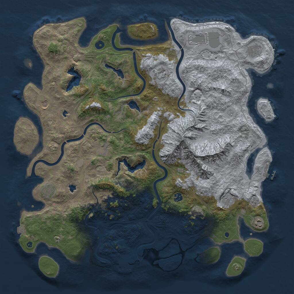 Rust Map: Procedural Map, Size: 5000, Seed: 9651, 16 Monuments