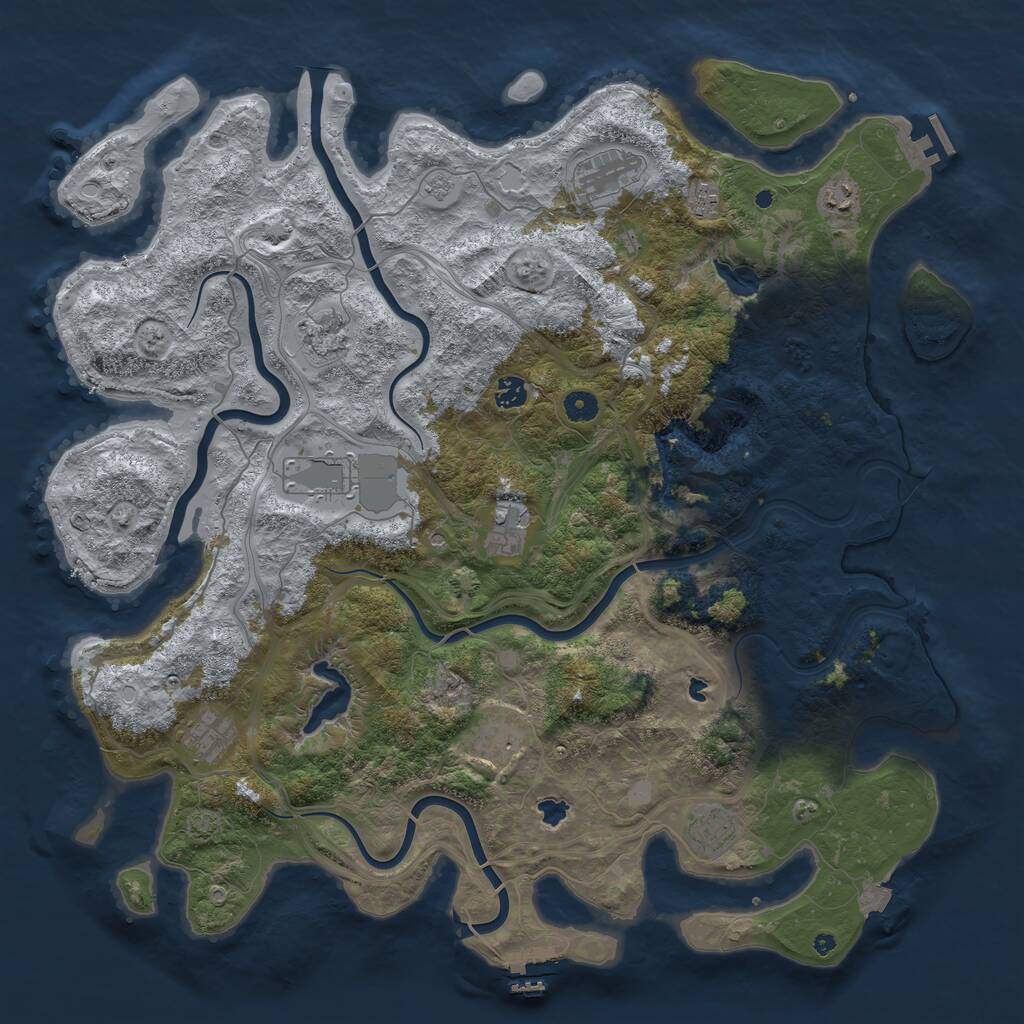Rust Map: Procedural Map, Size: 4700, Seed: 1010902245, 16 Monuments