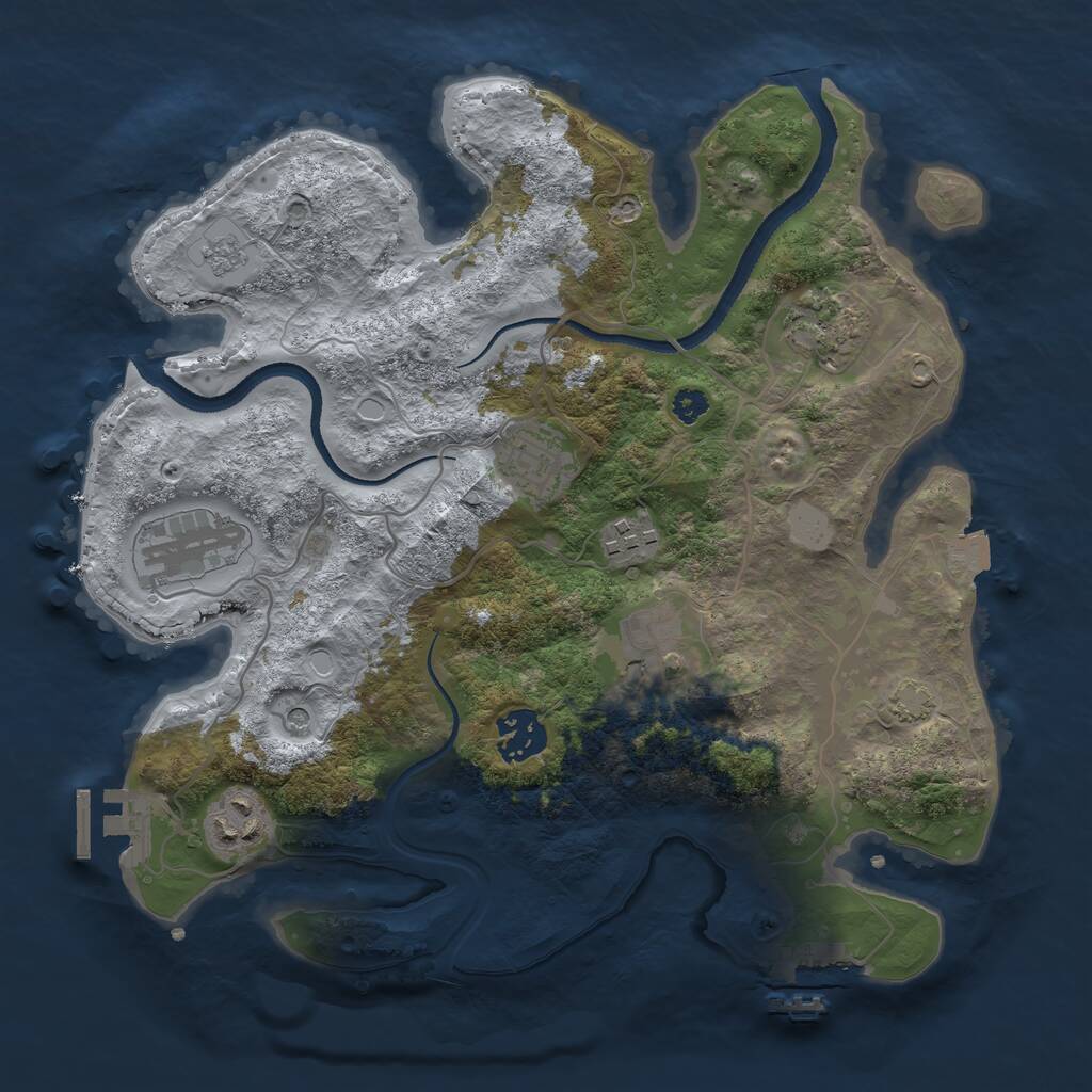 Rust Map: Procedural Map, Size: 3150, Seed: 1060980682, 13 Monuments
