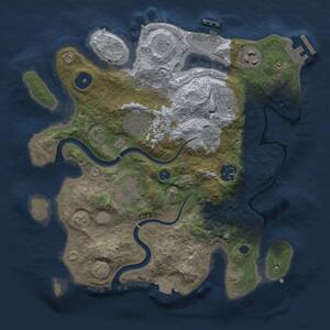 Thumbnail Rust Map: Procedural Map, Size: 3000, Seed: 33738165, 12 Monuments