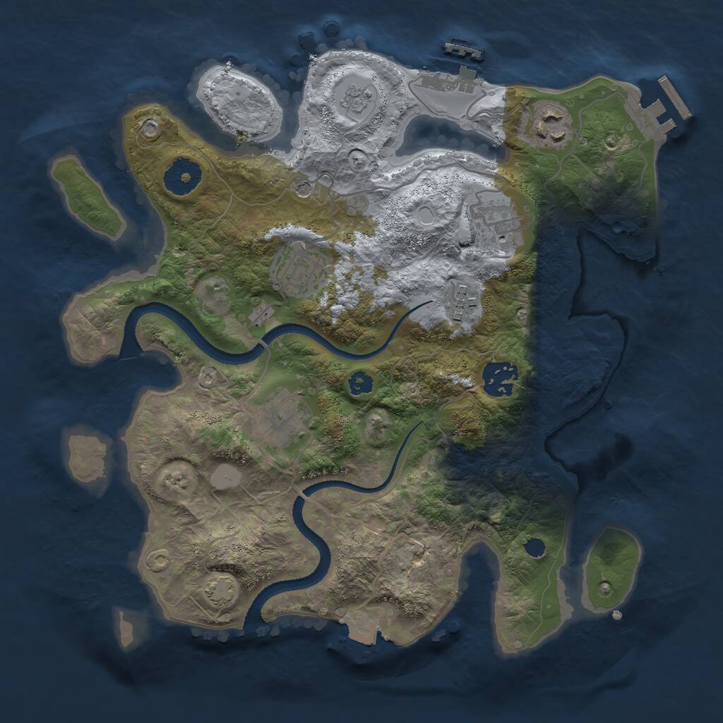 Rust Map: Procedural Map, Size: 3000, Seed: 33738165, 12 Monuments