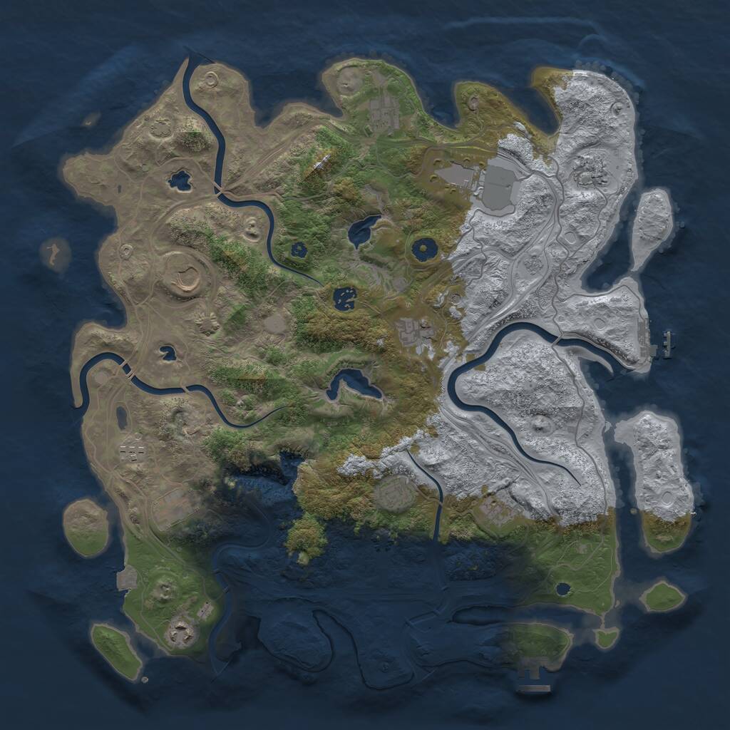 Rust Map: Procedural Map, Size: 4500, Seed: 999545579, 17 Monuments