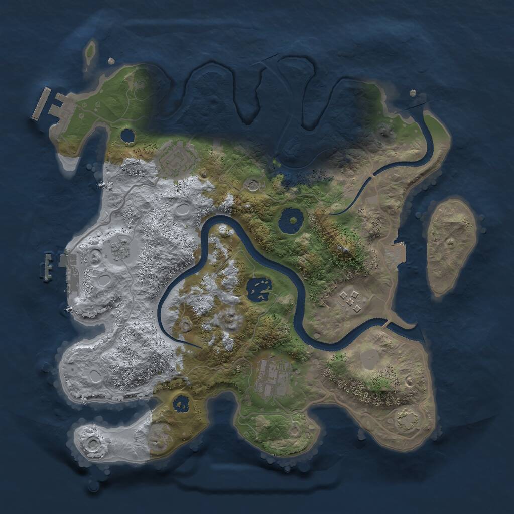 Rust Map: Procedural Map, Size: 3000, Seed: 46743, 10 Monuments