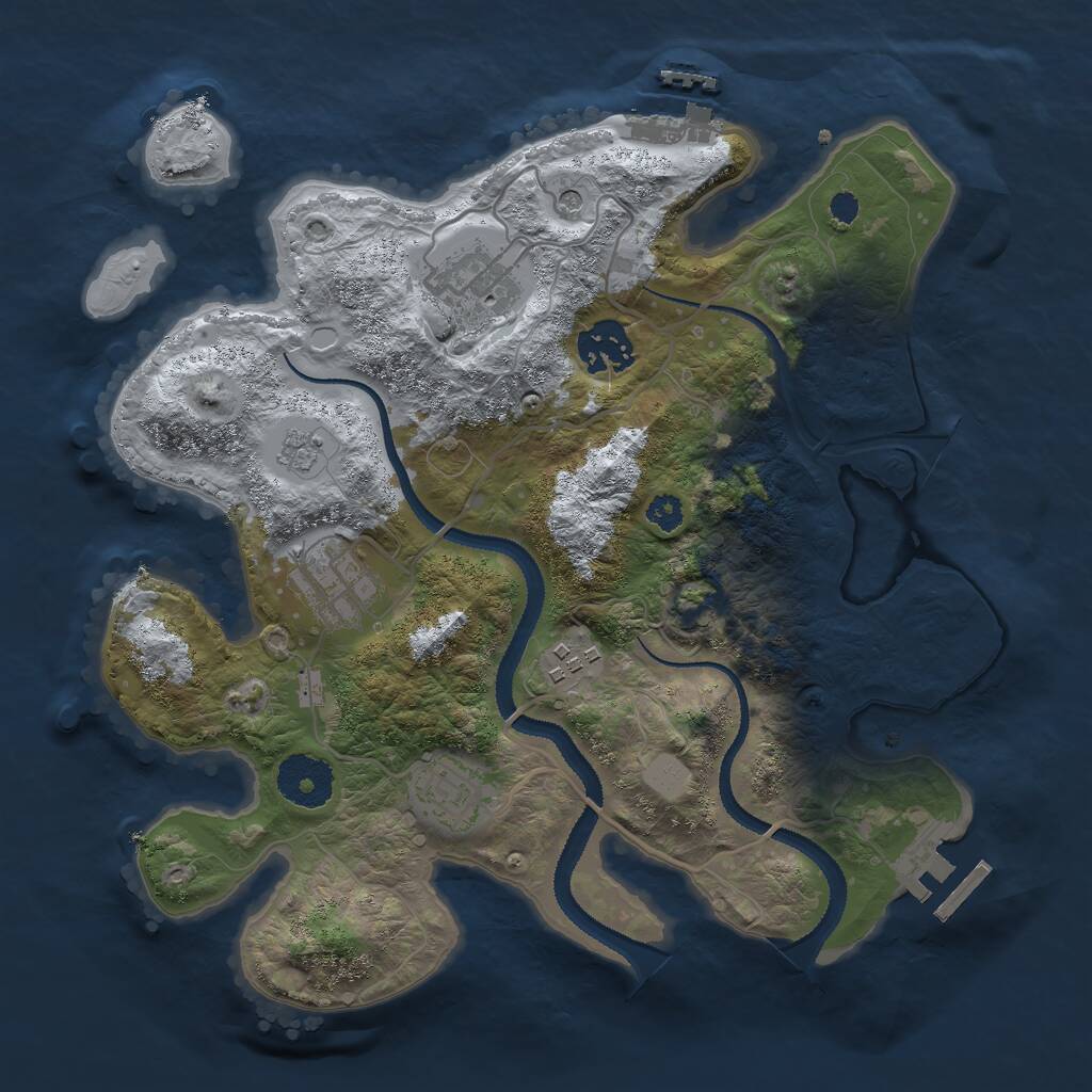Rust Map: Procedural Map, Size: 3000, Seed: 157266001, 11 Monuments