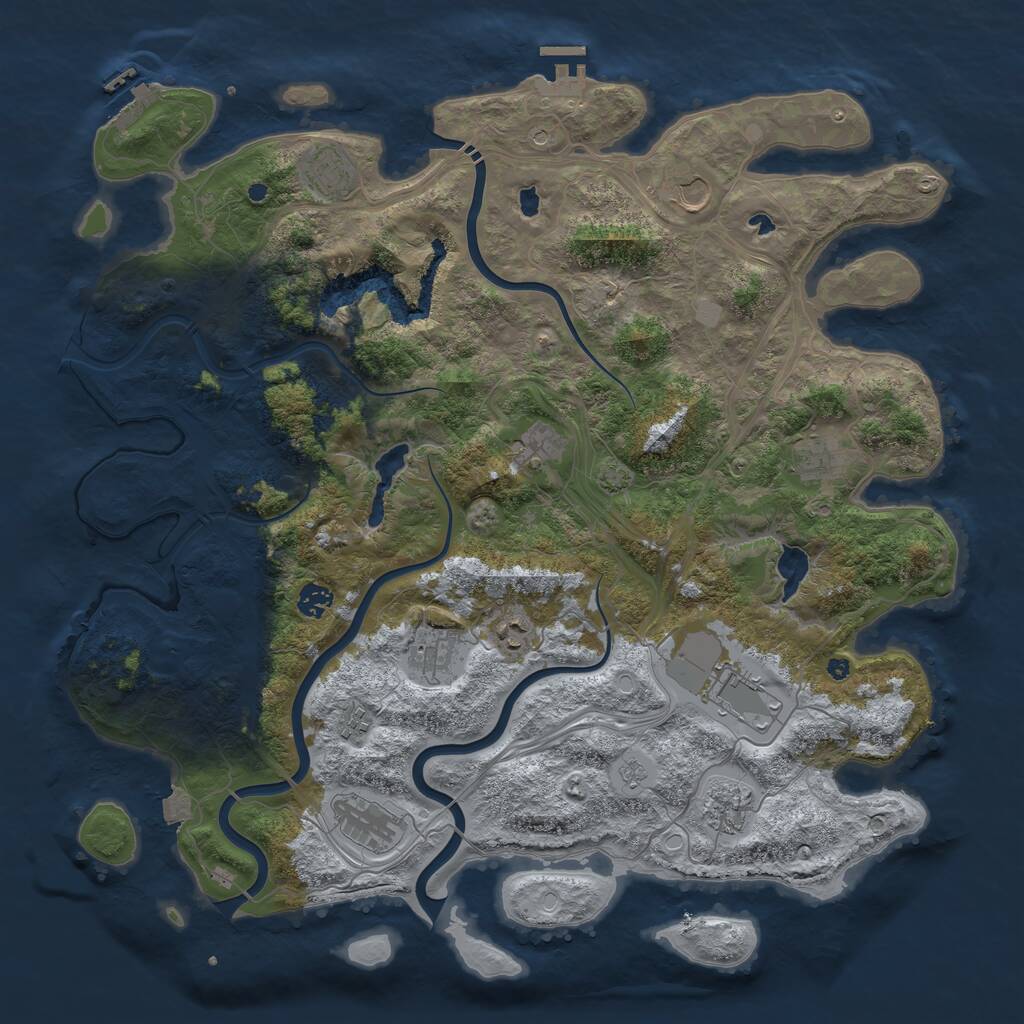 Rust Map: Procedural Map, Size: 4500, Seed: 1487643, 17 Monuments