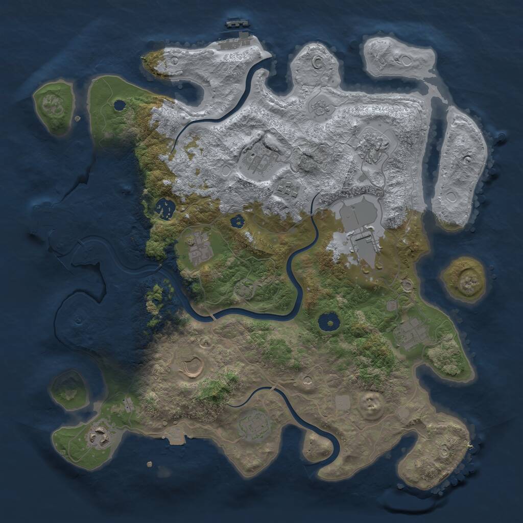 Rust Map: Procedural Map, Size: 3800, Seed: 7045832, 16 Monuments