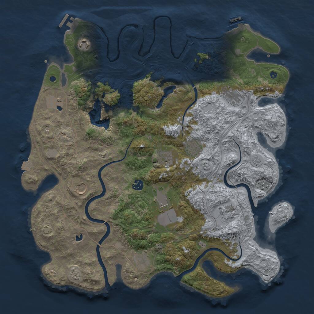 Rust Map: Procedural Map, Size: 4250, Seed: 461890279, 17 Monuments