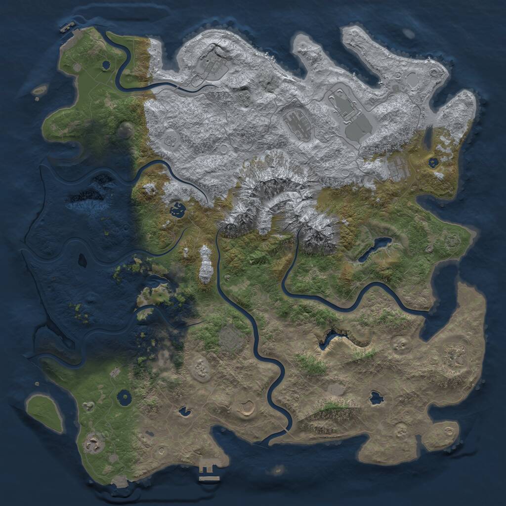 Rust Map: Procedural Map, Size: 5000, Seed: 447283804, 17 Monuments