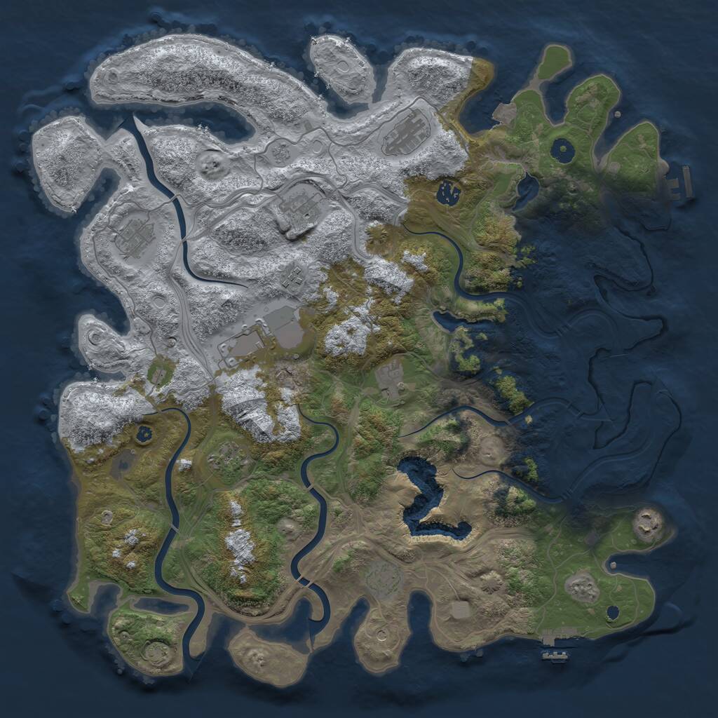 Rust Map: Procedural Map, Size: 4500, Seed: 953989652, 16 Monuments