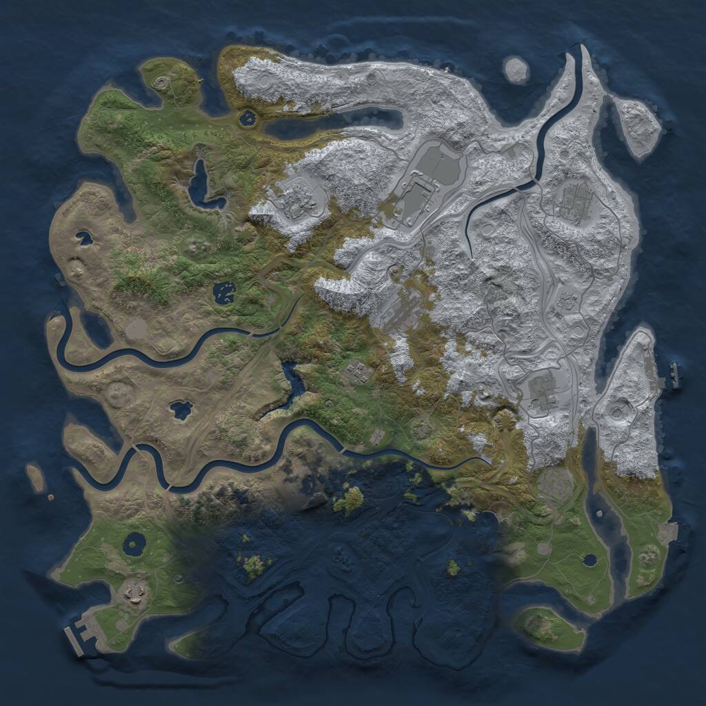 Rust Map: Procedural Map, Size: 4500, Seed: 256784602, 16 Monuments
