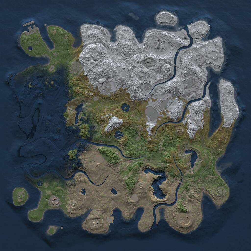 Rust Map: Procedural Map, Size: 4500, Seed: 278947021, 16 Monuments