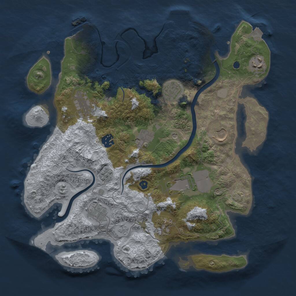 Rust Map: Procedural Map, Size: 3500, Seed: 1273458000, 16 Monuments