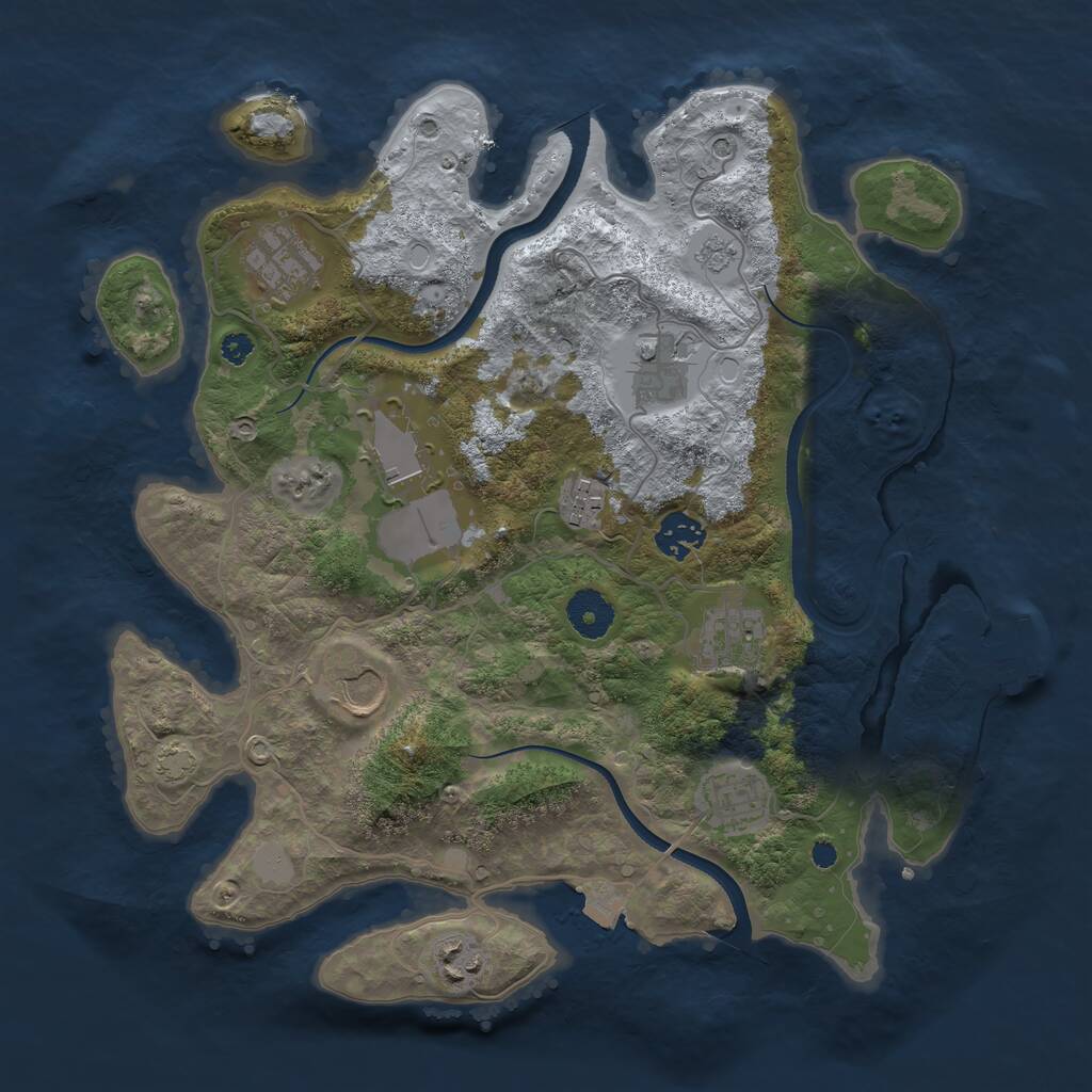 Rust Map: Procedural Map, Size: 3500, Seed: 1232424141, 14 Monuments
