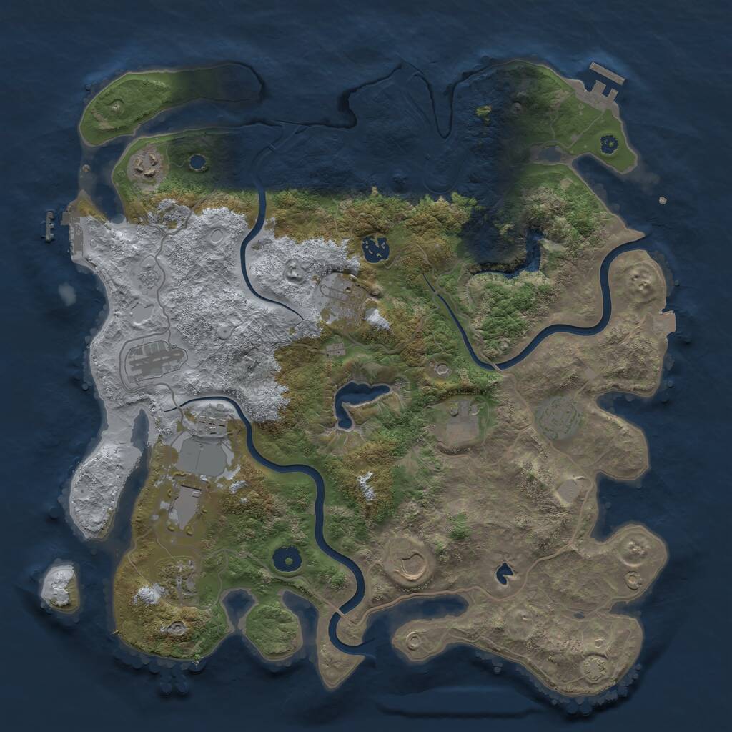 Rust Map: Procedural Map, Size: 4000, Seed: 2374344, 16 Monuments