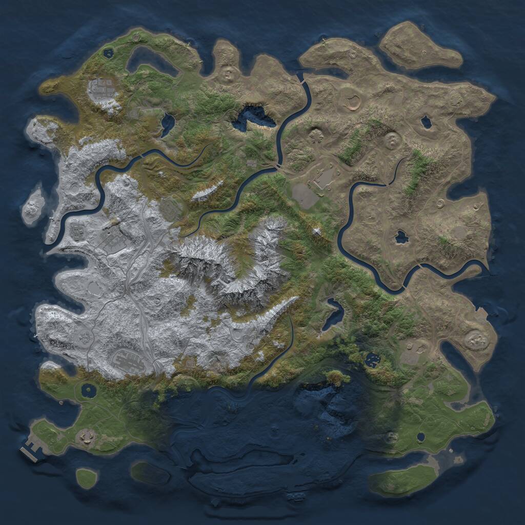 Rust Map: Procedural Map, Size: 5250, Seed: 1368202988, 16 Monuments