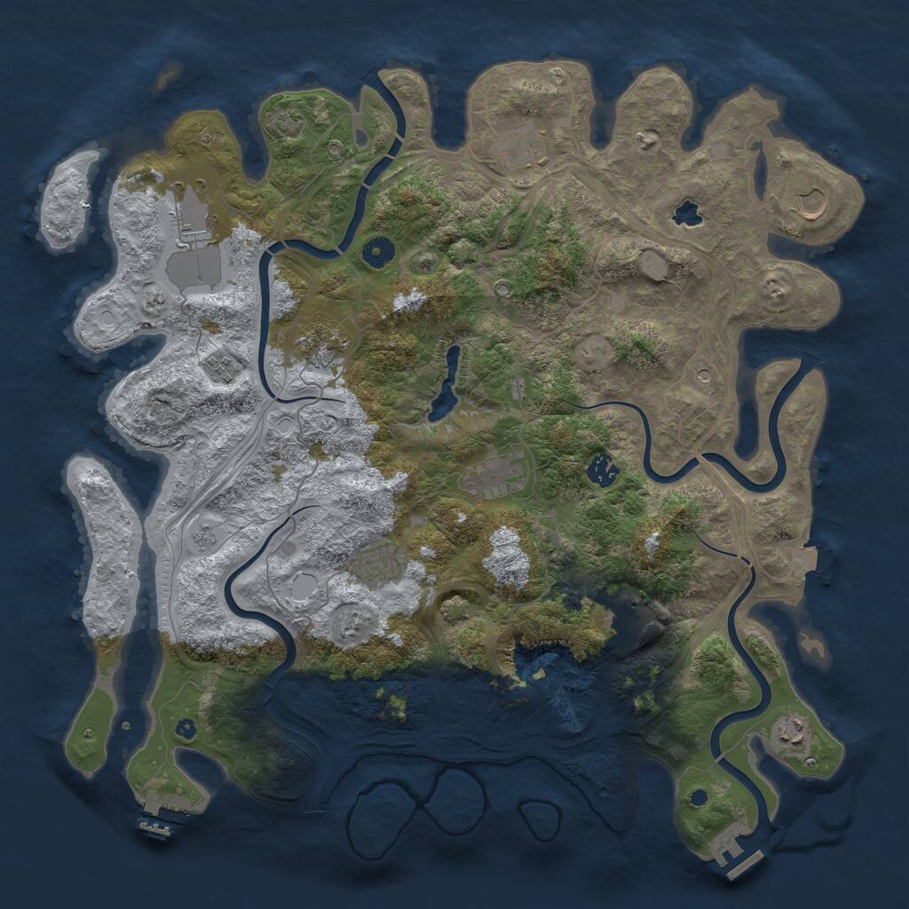 Rust Map: Procedural Map, Size: 4400, Seed: 626790, 16 Monuments