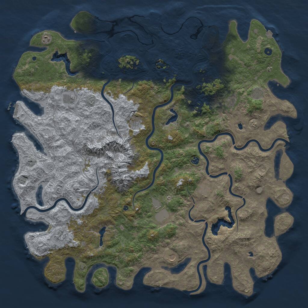 Rust Map: Procedural Map, Size: 6000, Seed: 1069155749, 17 Monuments