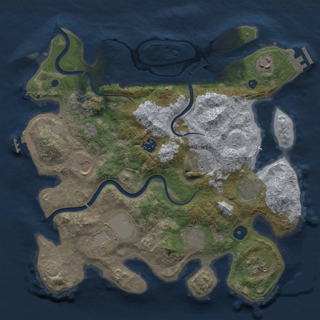 Rust Map: Procedural Map, Size: 3500, Seed: 500718005, 15 Monuments