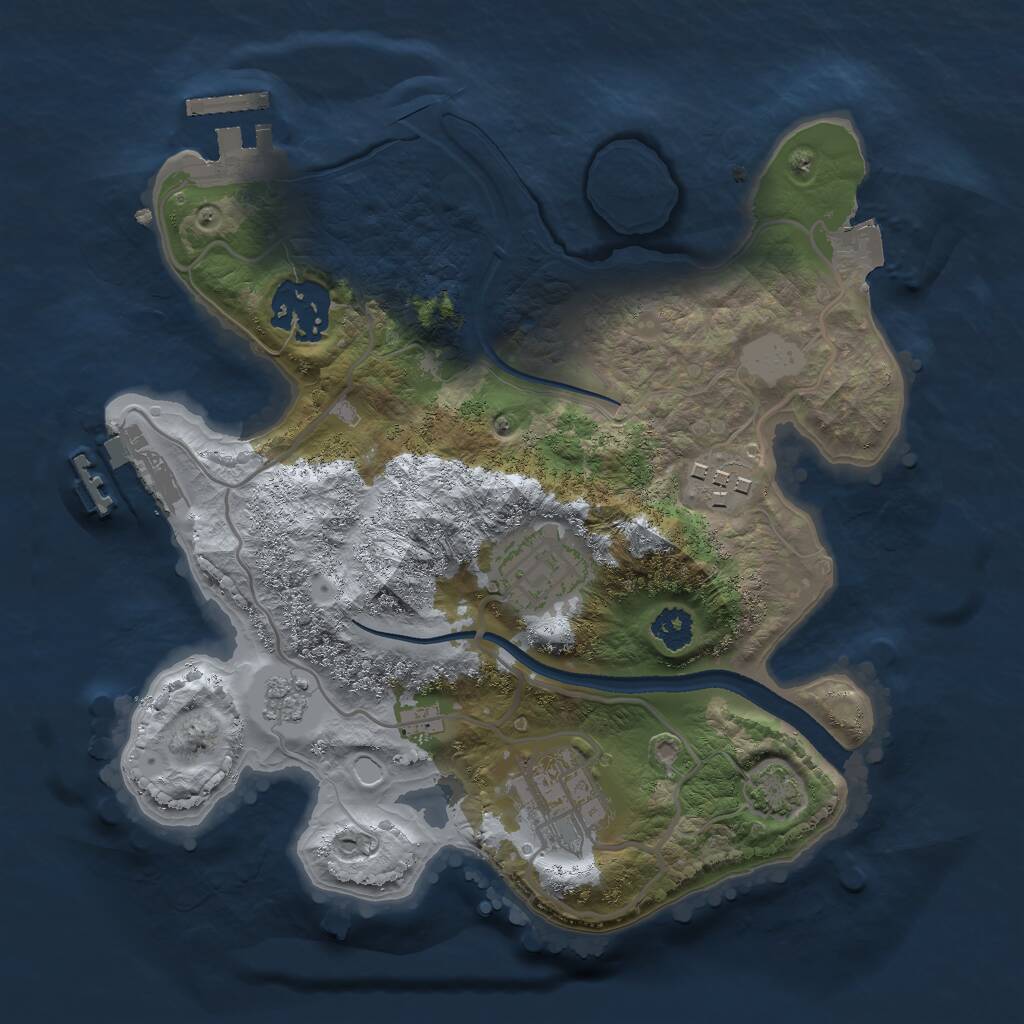 Rust Map: Procedural Map, Size: 2500, Seed: 570226210, 9 Monuments