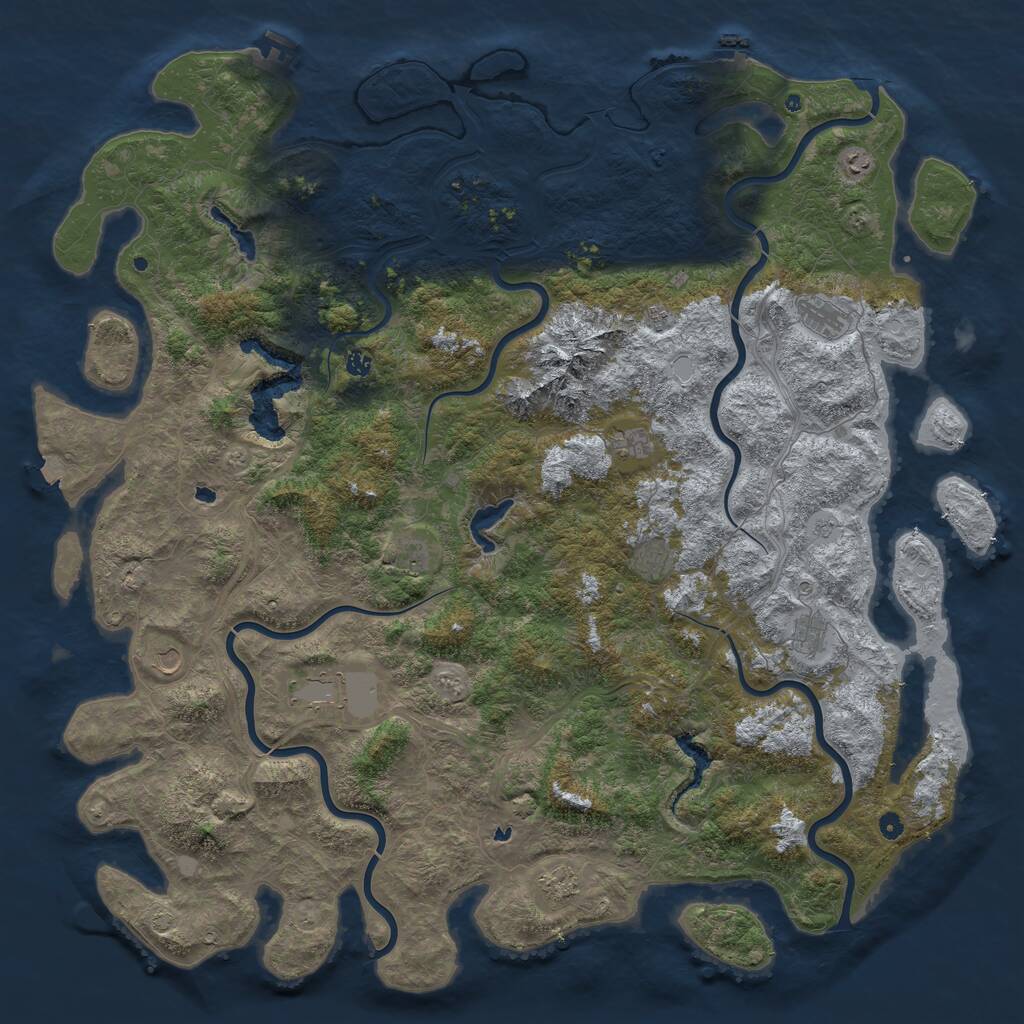 Rust Map: Procedural Map, Size: 6000, Seed: 1378658751, 17 Monuments