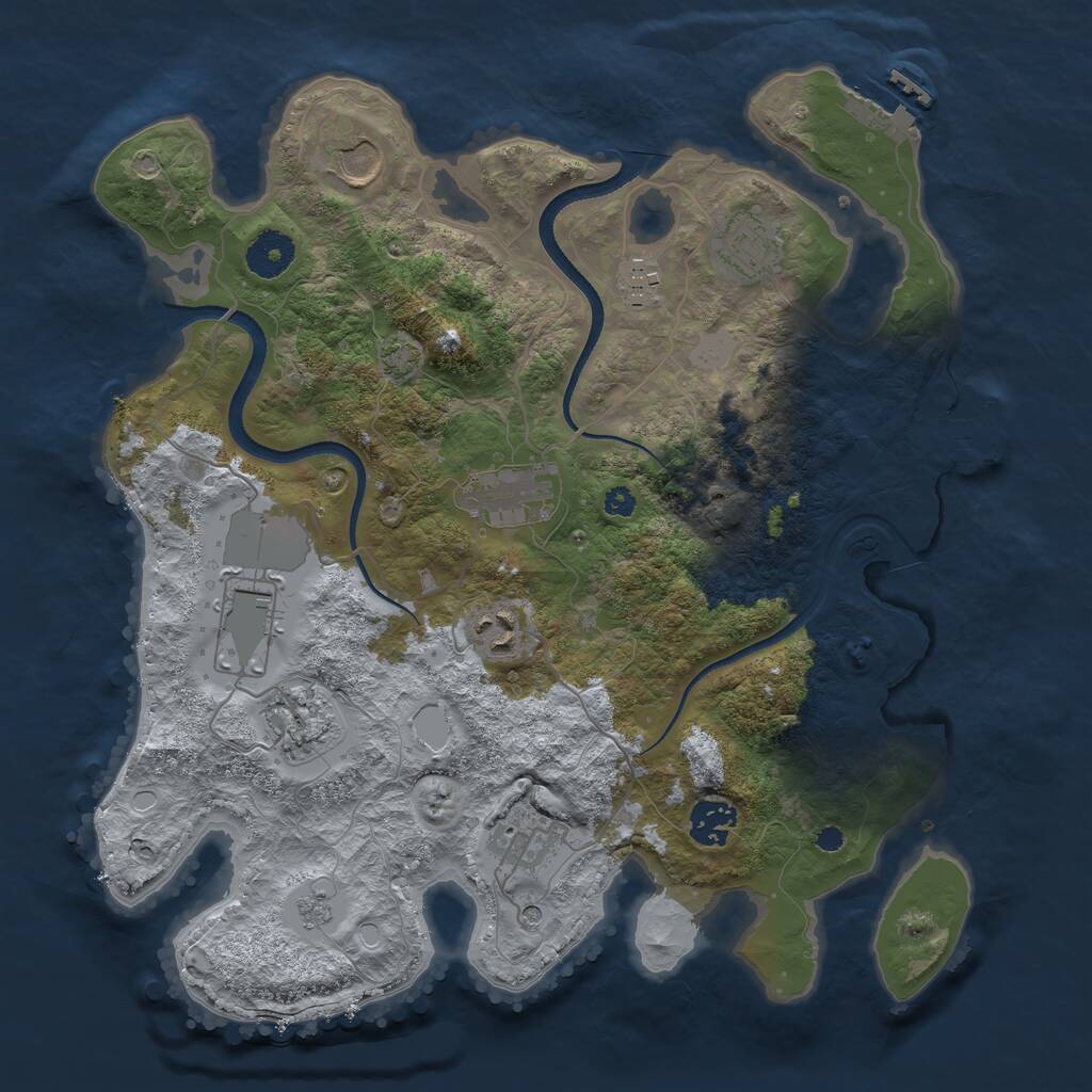 Rust Map: Procedural Map, Size: 3500, Seed: 9271113, 15 Monuments