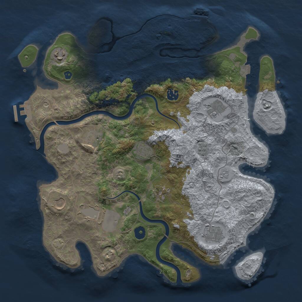 Rust Map: Procedural Map, Size: 3750, Seed: 946453245, 16 Monuments